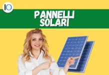 Donna che indica pannelli solari