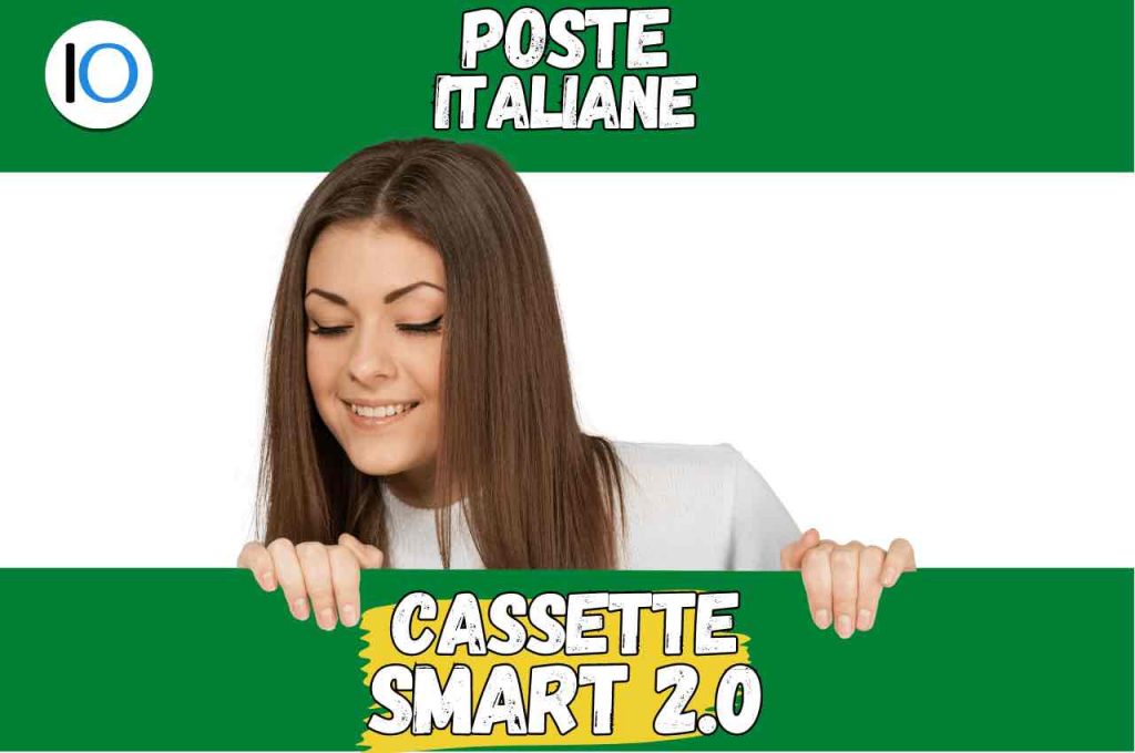Ragazza che guarda in basso e testo "poste italiane - cassette smart 2.0"