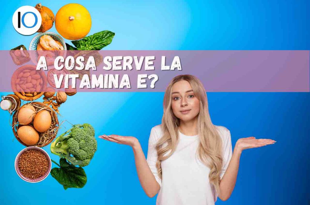 Donna dubbiosa con frutta e verdura alle spalle