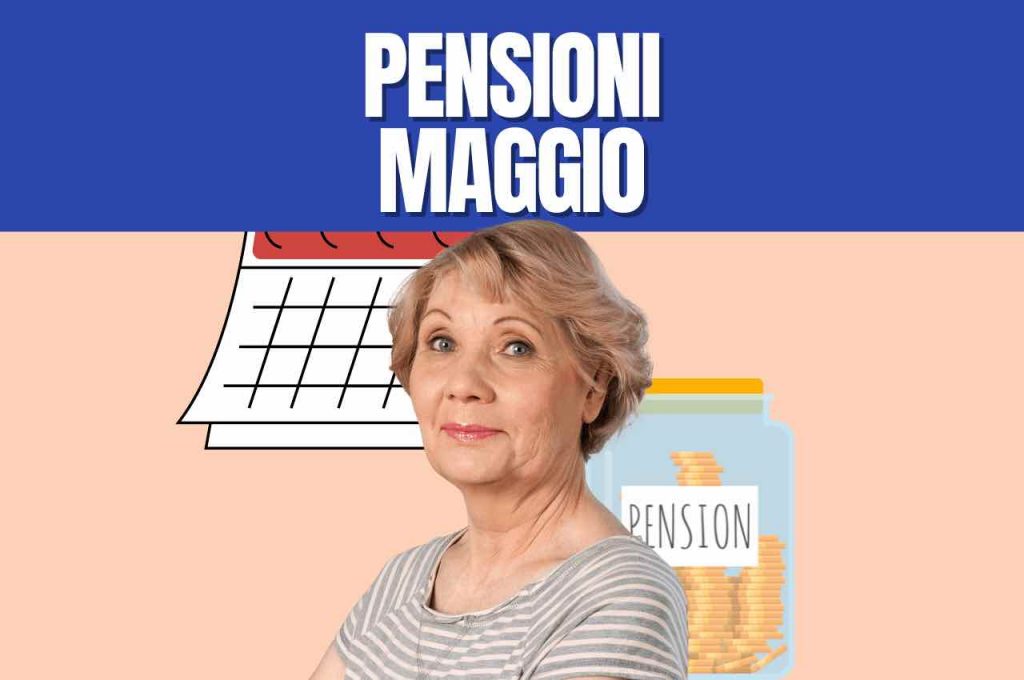 Anziana con illustrazione del calendario e della pensione alle spalle