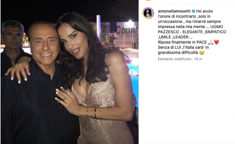 Morte Silvio Berlusconi addio Antonella Mosetti