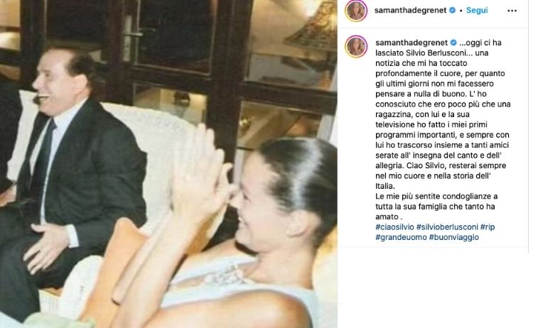 Morte Silvio Berlusconi addio Samantha Degrenet