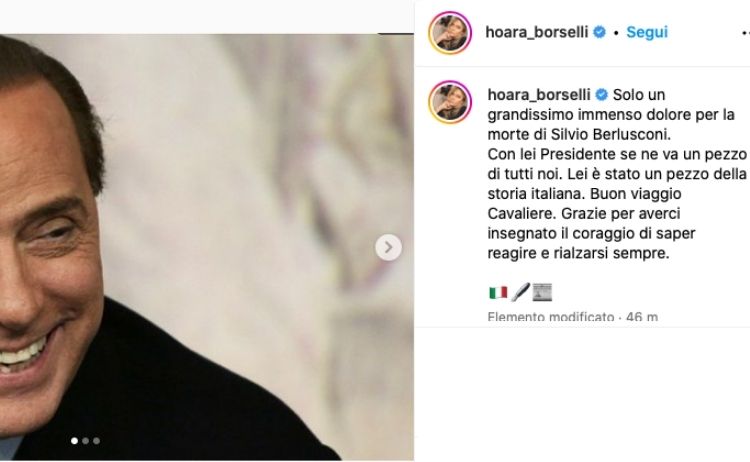 Morte Silvio Berlusconi addio Hoara Borselli