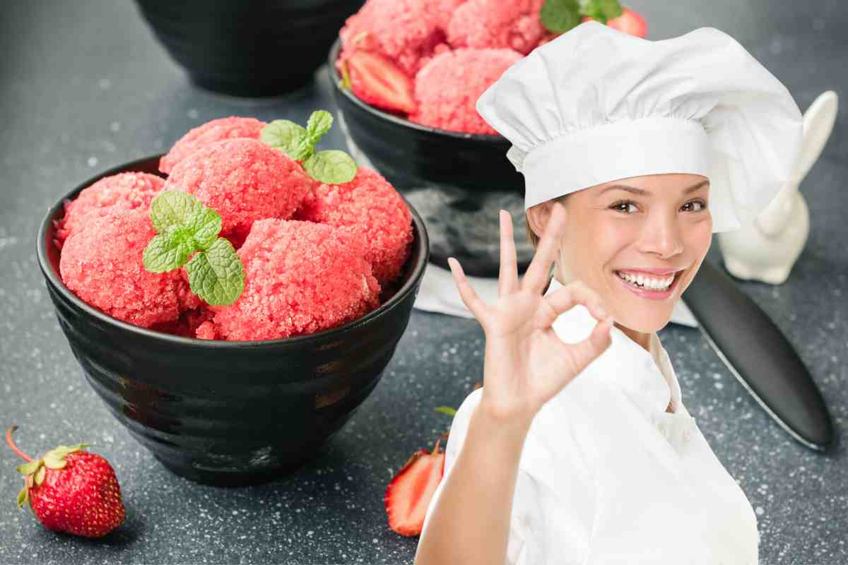 Sorbetto alle fragole in 10 minuti