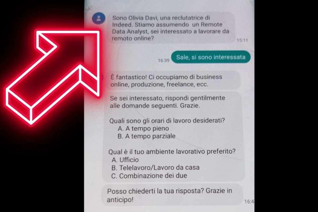 messaggio truffa lavoro