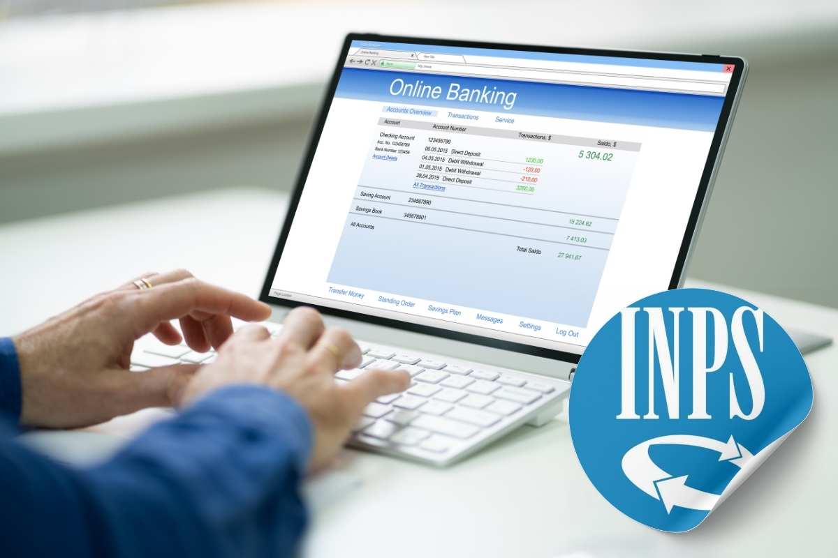 Computer con la schermata dell'home banking
