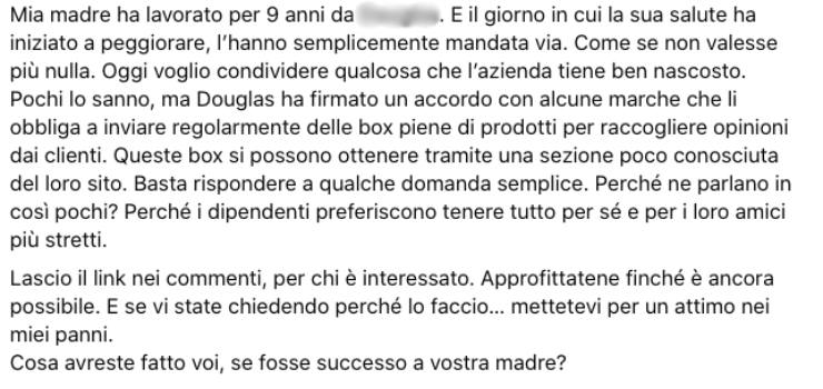 Post facebook truffa box in regalo