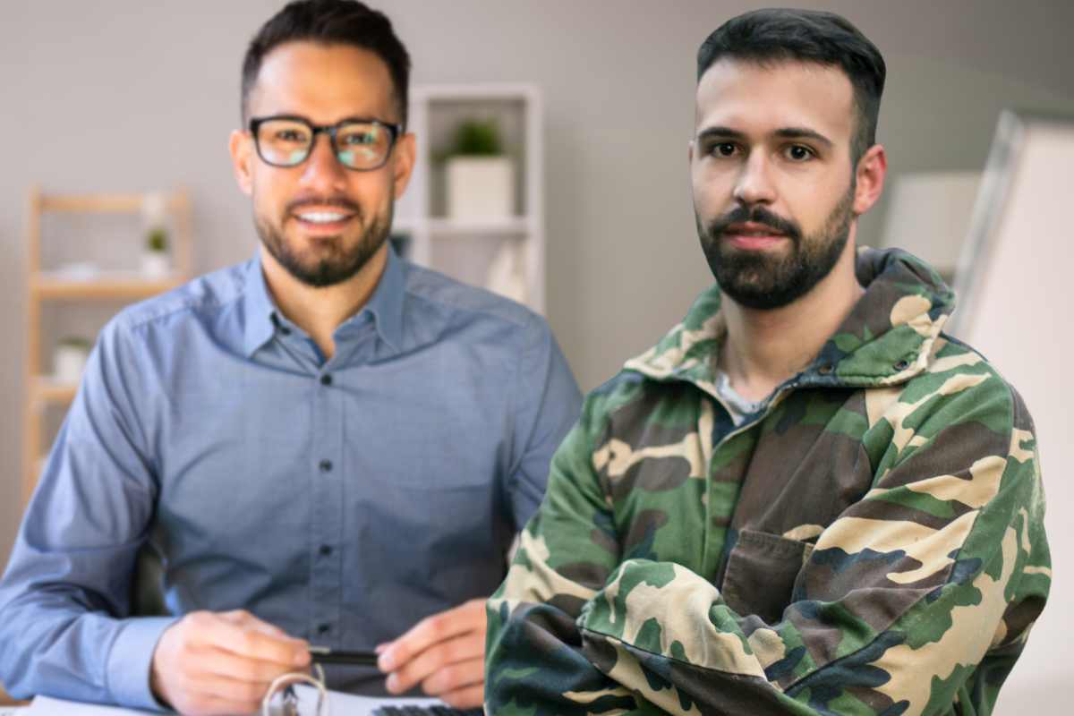Soldato e impiegato in ufficio
