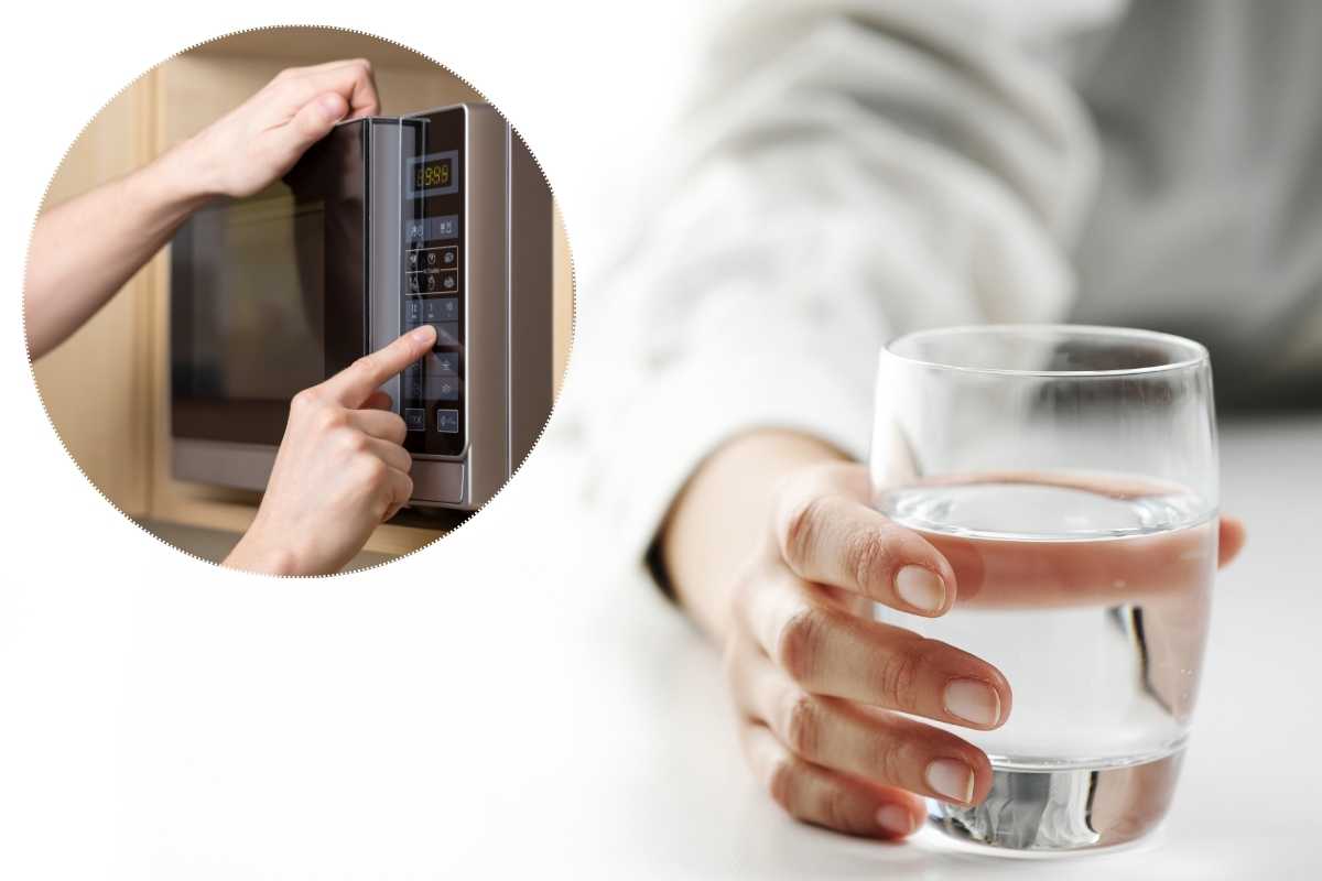 Bicchiere acqua e forno a microonde