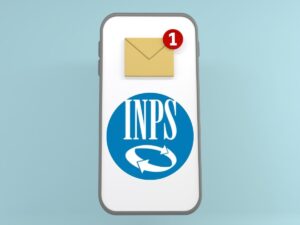 Smartphone con su il logo INPS e una mail