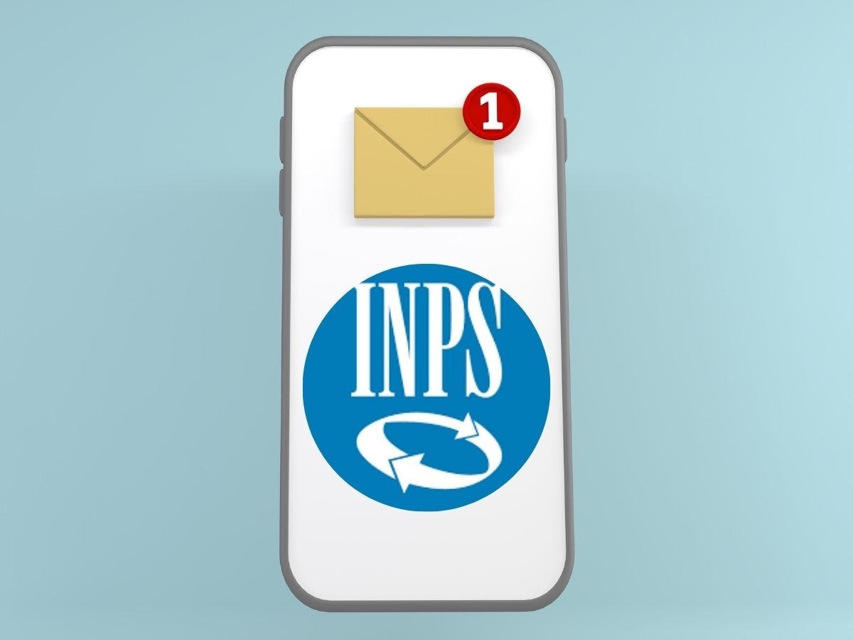 Smartphone con su il logo INPS e una mail