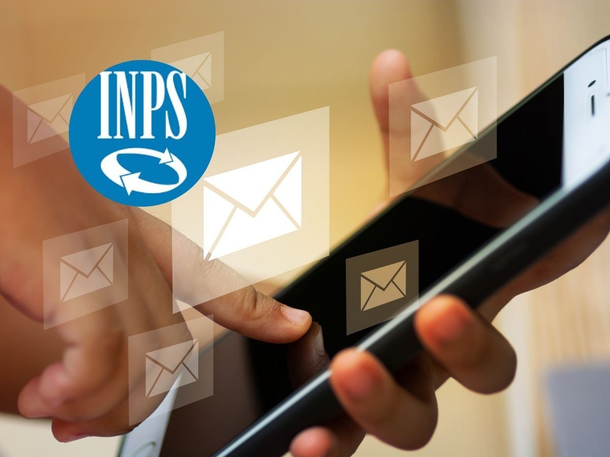 Uomo che digita sullo smartphone e logo INPS