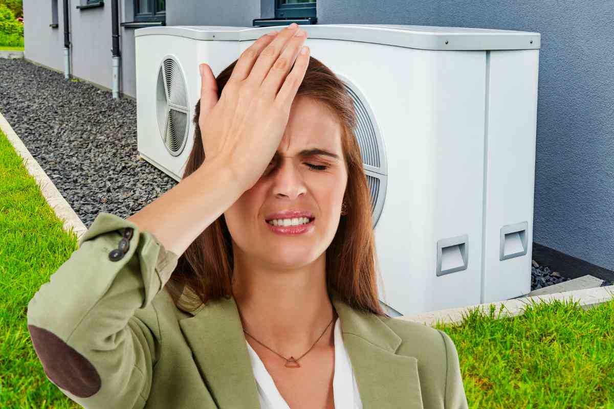 Pompa di calore e donna disperata
