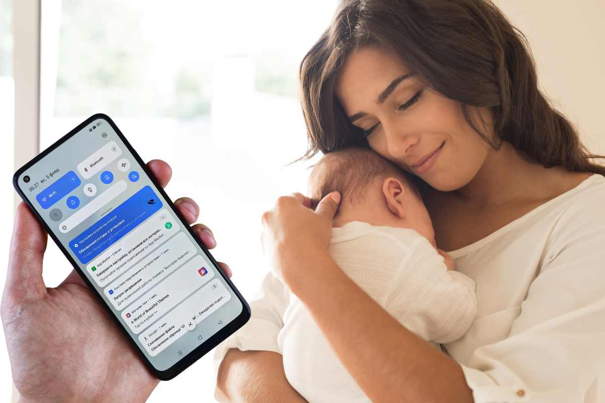 Mamma con bambino in braccio