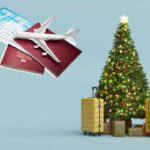 Aereo, passaporti e albero di Natale